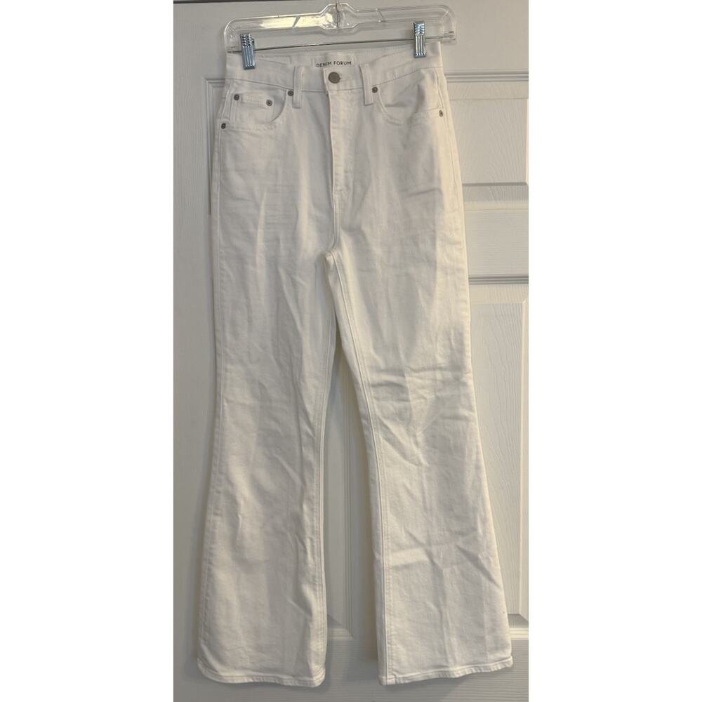 Aritzia Denim Forum Jeans Sz 25x28L Twiggy High Rise Flare White Spring Festival